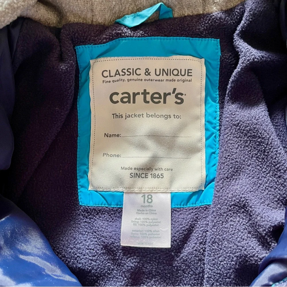 Cater’s 18 mo Infant Baby Boy Toddler Blue Puffer Jacket